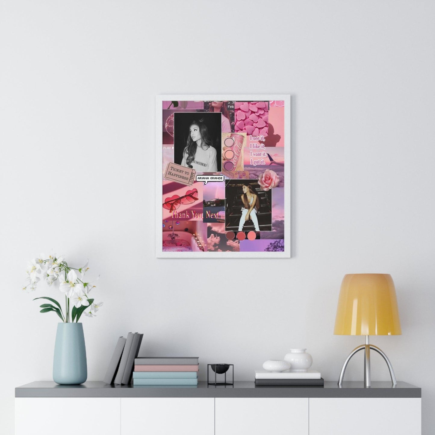 Ariana Grande Pink Aesthetic Collage Framed Print - Fandom Flair