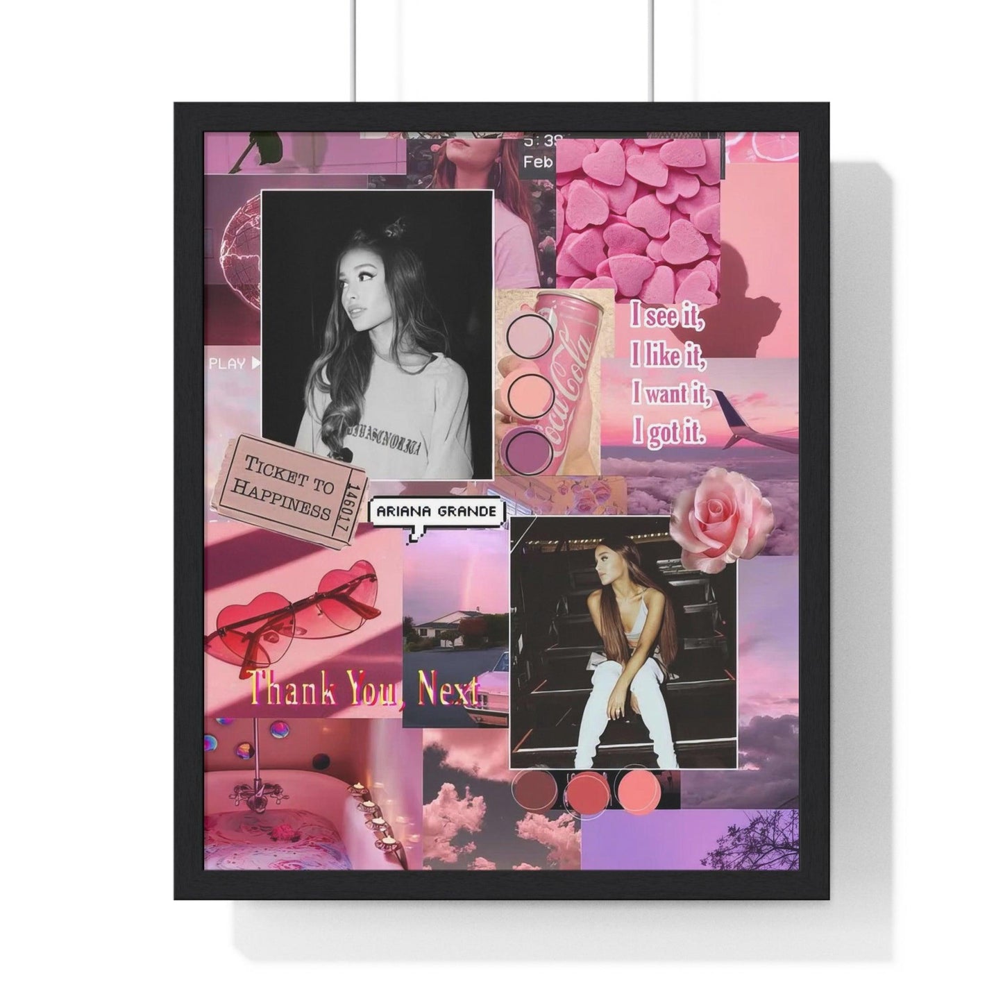 Ariana Grande Pink Aesthetic Collage Framed Print - Fandom Flair