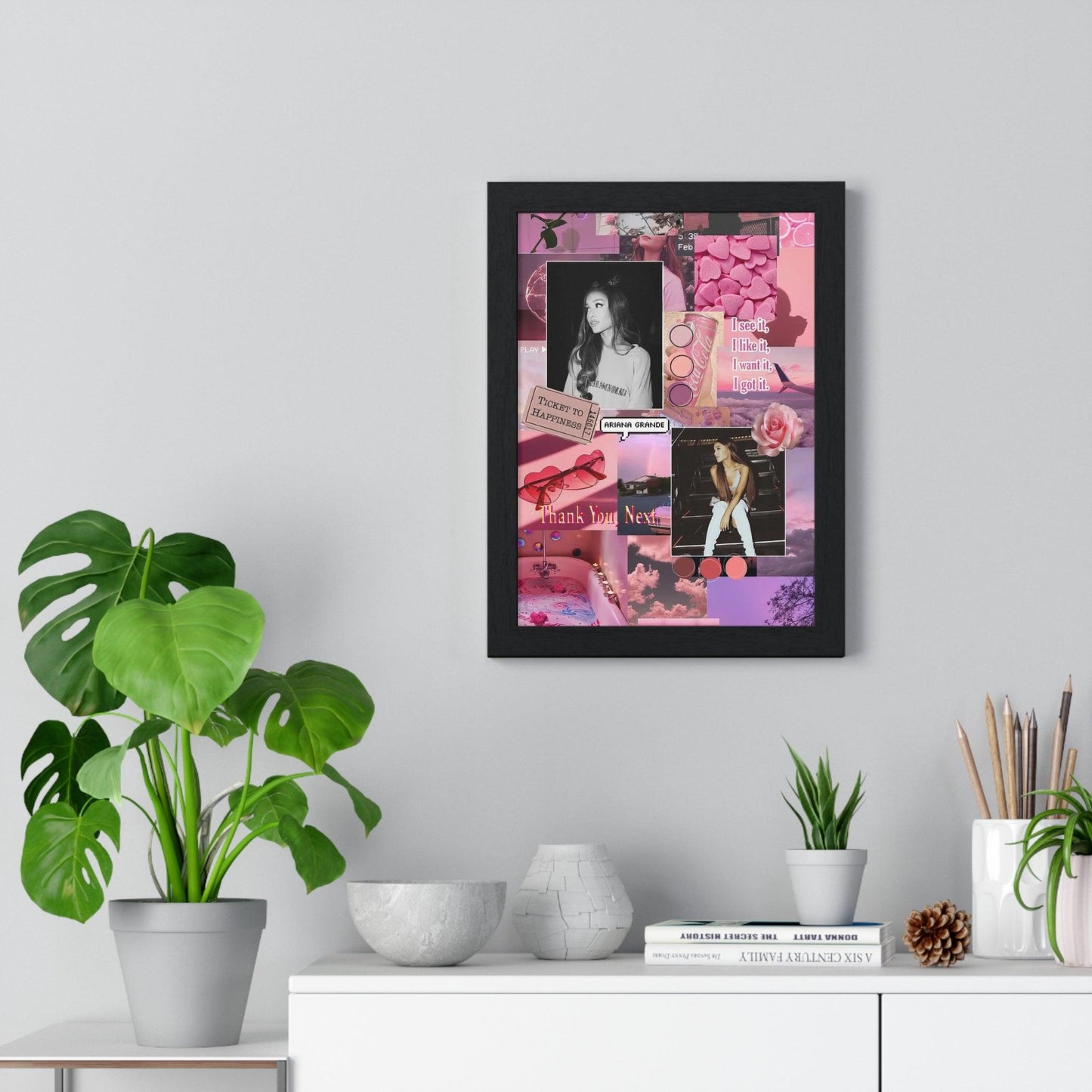 Ariana Grande Pink Aesthetic Collage Framed Print - Fandom Flair