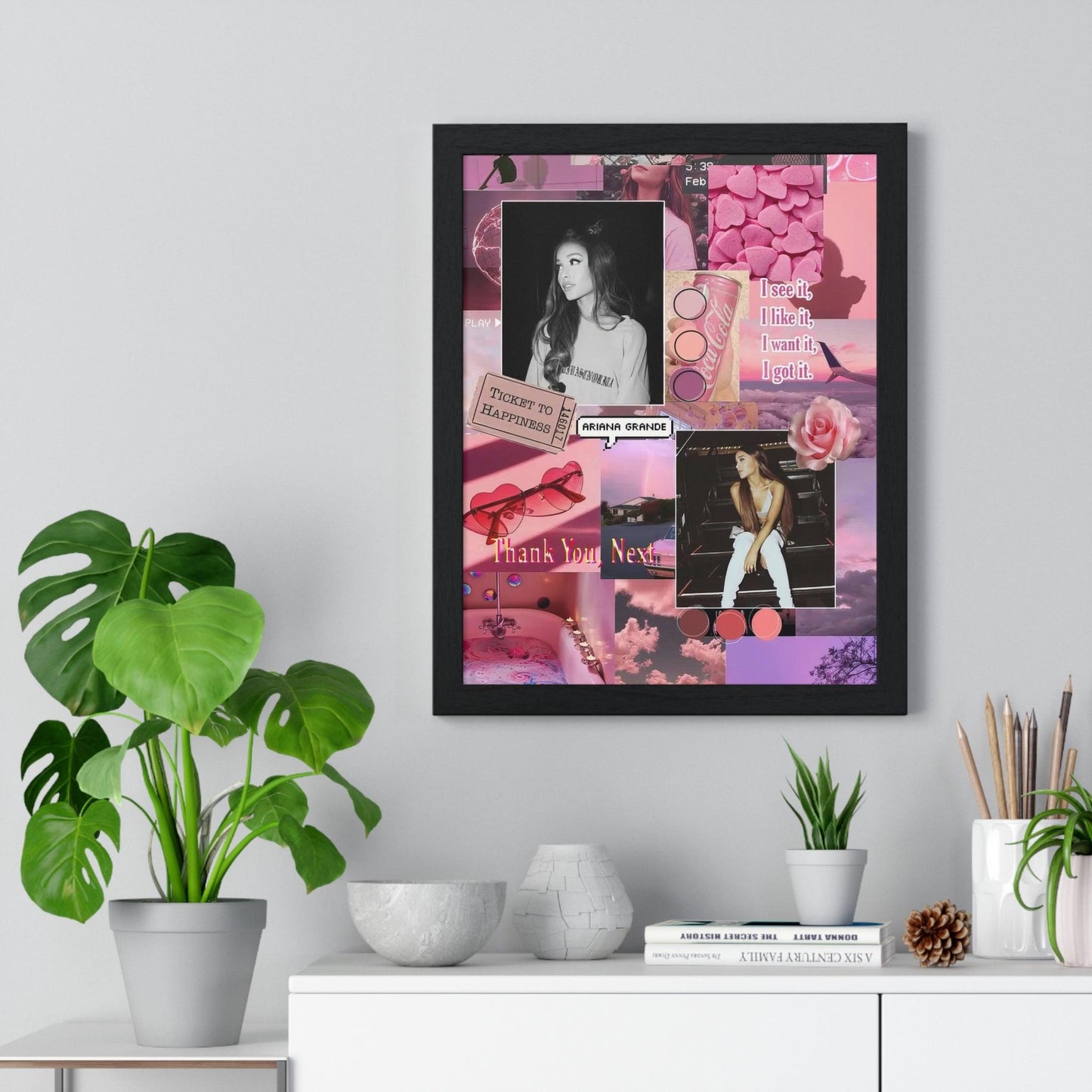 Ariana Grande Pink Aesthetic Collage Framed Print - Fandom Flair