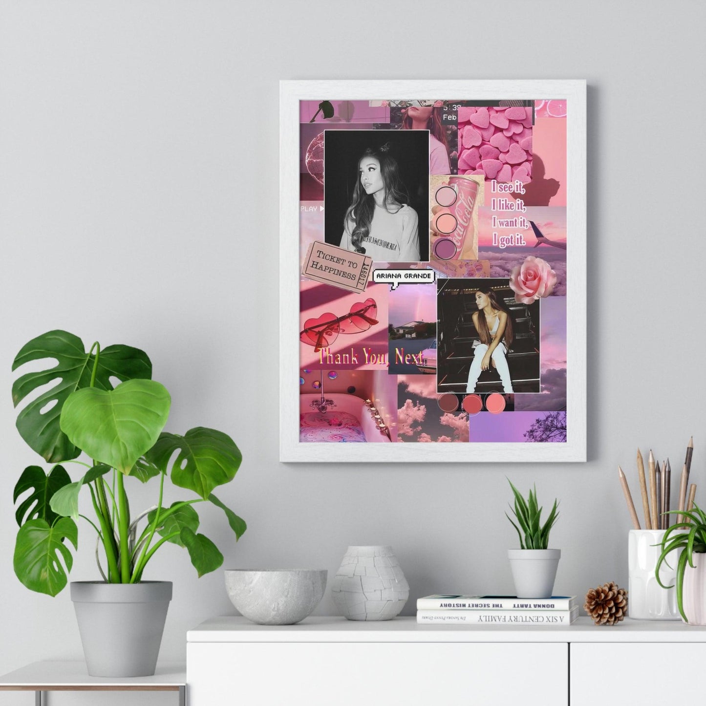 Ariana Grande Pink Aesthetic Collage Framed Print - Fandom Flair