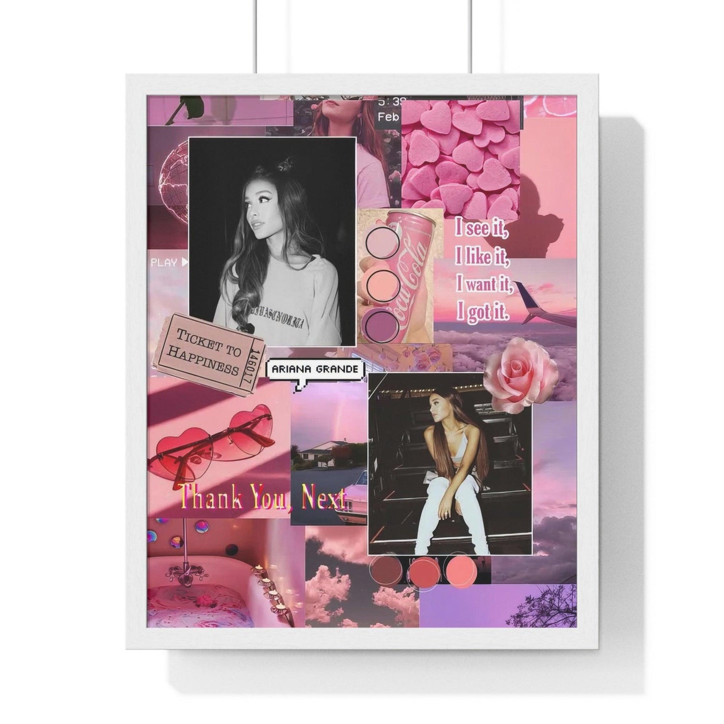 Ariana Grande Pink Aesthetic Collage Framed Print - Fandom Flair