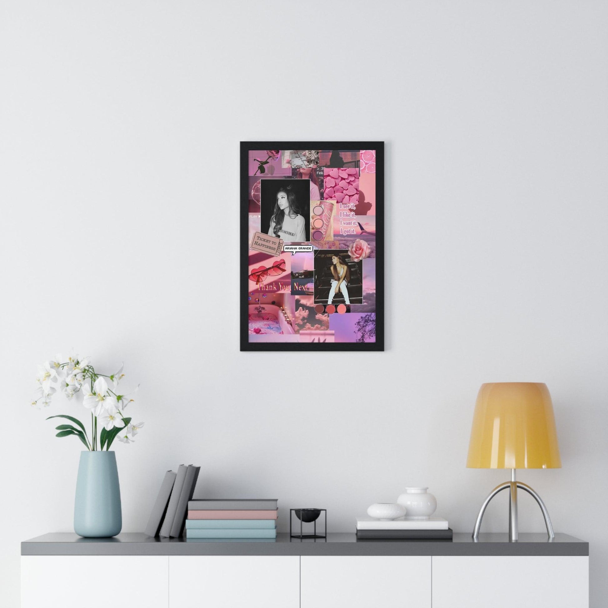 Ariana Grande Pink Aesthetic Collage Framed Print - Fandom Flair