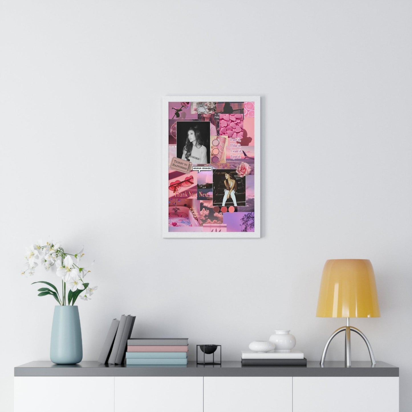 Ariana Grande Pink Aesthetic Collage Framed Print - Fandom Flair