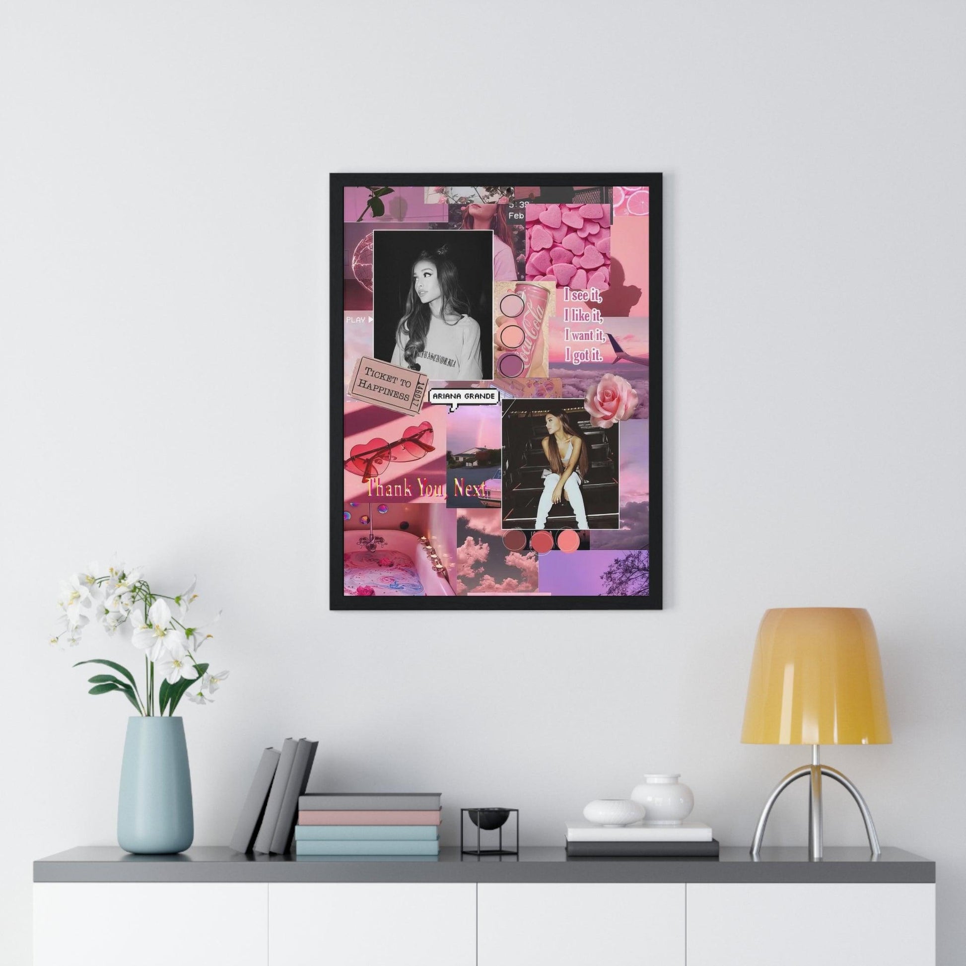 Ariana Grande Pink Aesthetic Collage Framed Print - Fandom Flair