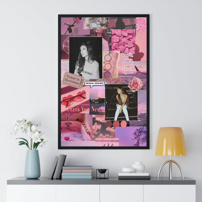 Ariana Grande Pink Aesthetic Collage Framed Print - Fandom Flair