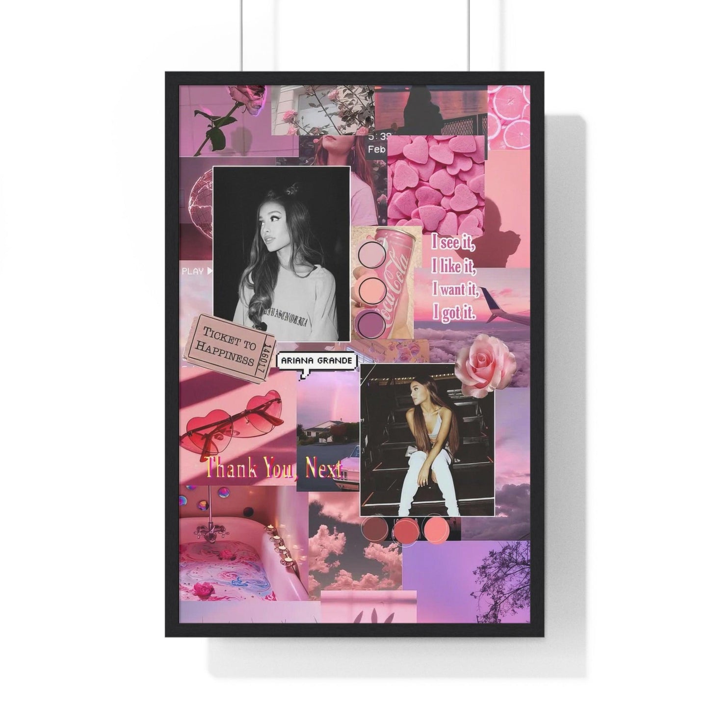 Ariana Grande Pink Aesthetic Collage Framed Print - Fandom Flair