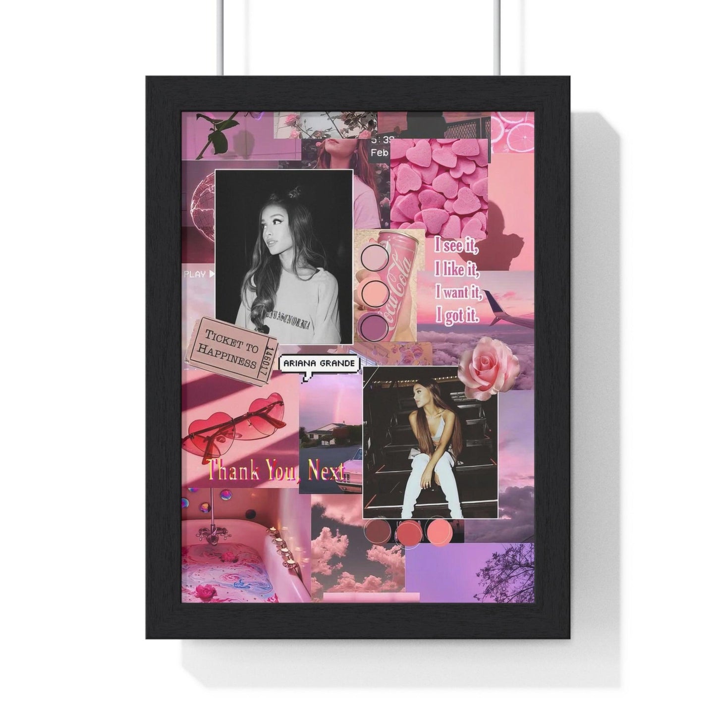 Ariana Grande Pink Aesthetic Collage Framed Print - Fandom Flair