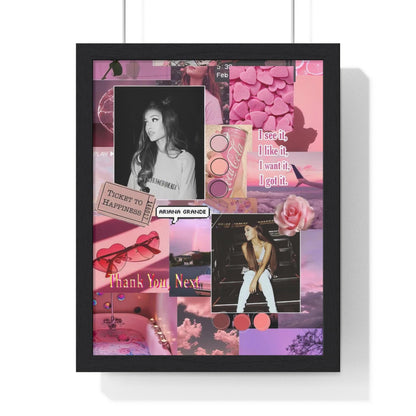 Ariana Grande Pink Aesthetic Collage Framed Print - Fandom Flair