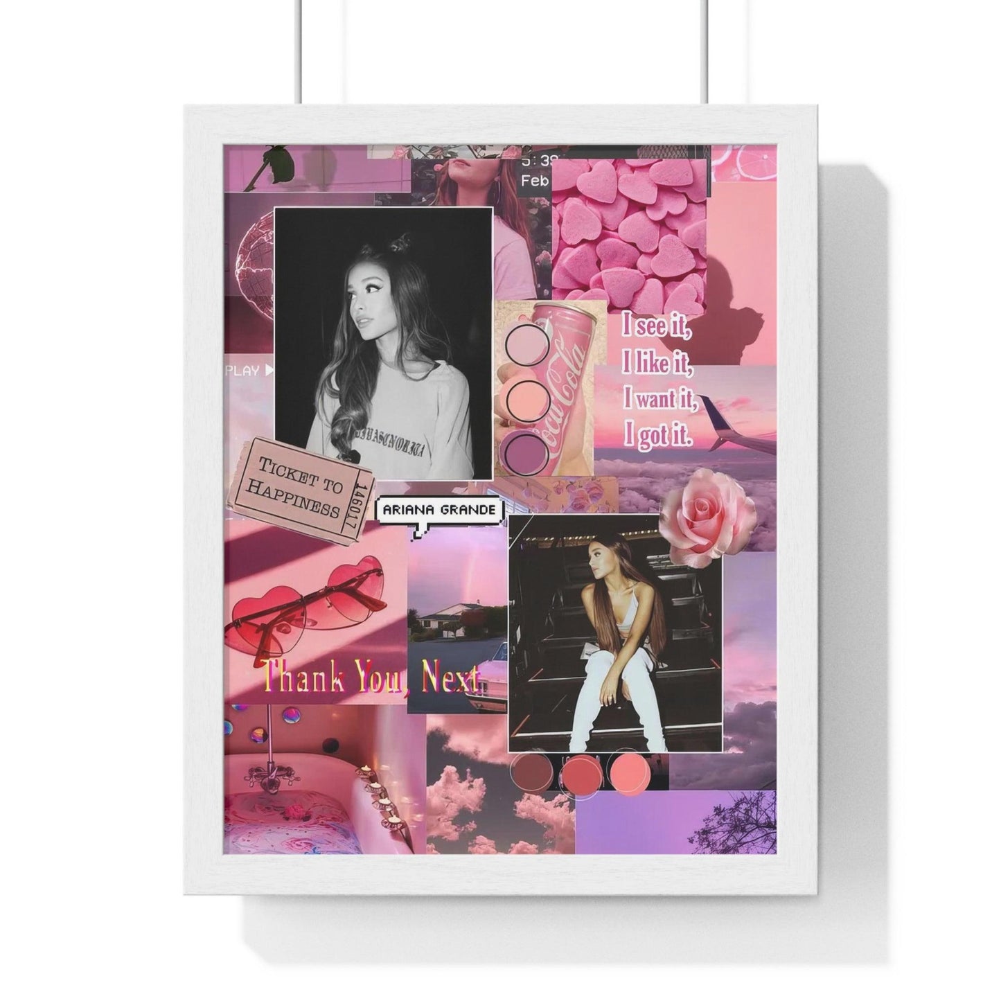 Ariana Grande Pink Aesthetic Collage Framed Print - Fandom Flair