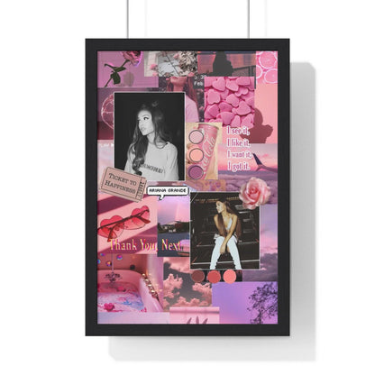 Ariana Grande Pink Aesthetic Collage Framed Print - Fandom Flair