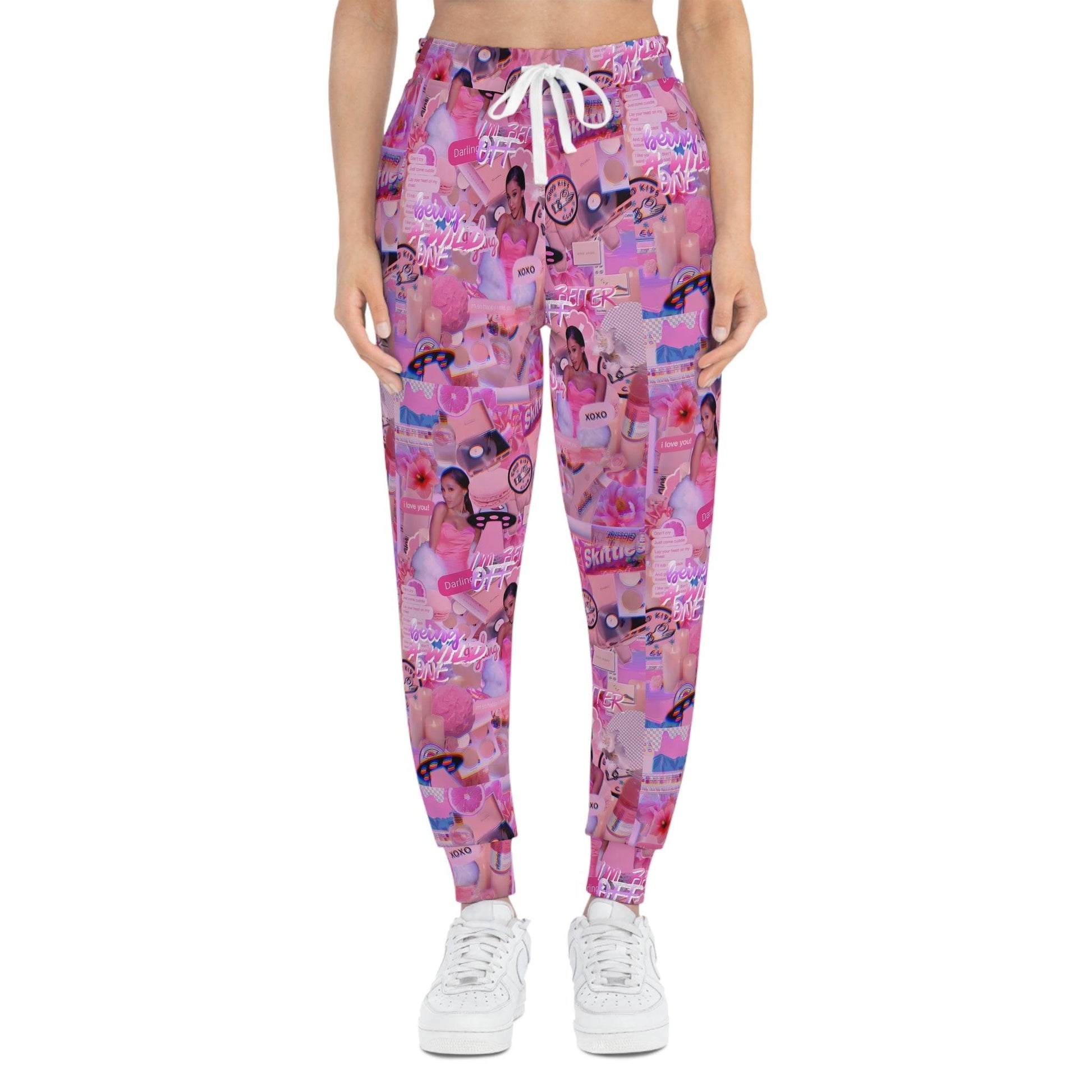 Ariana Grande Purple Vibes Collage Athletic Jogger Sweatpants - Fandom Flair