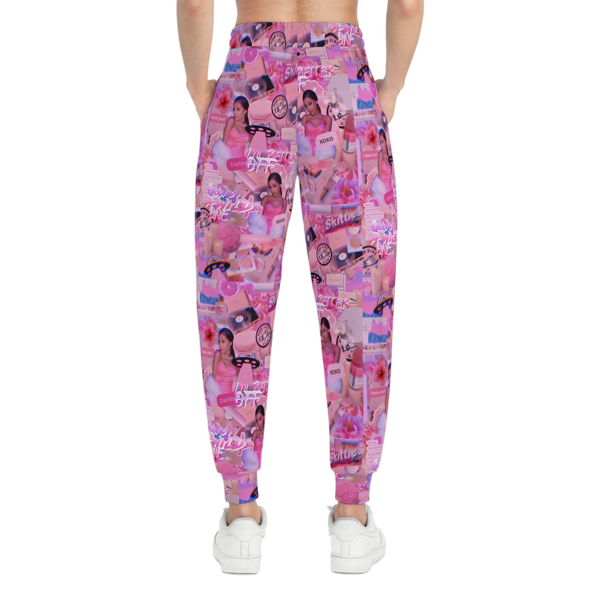 Ariana Grande Purple Vibes Collage Athletic Jogger Sweatpants - Fandom Flair