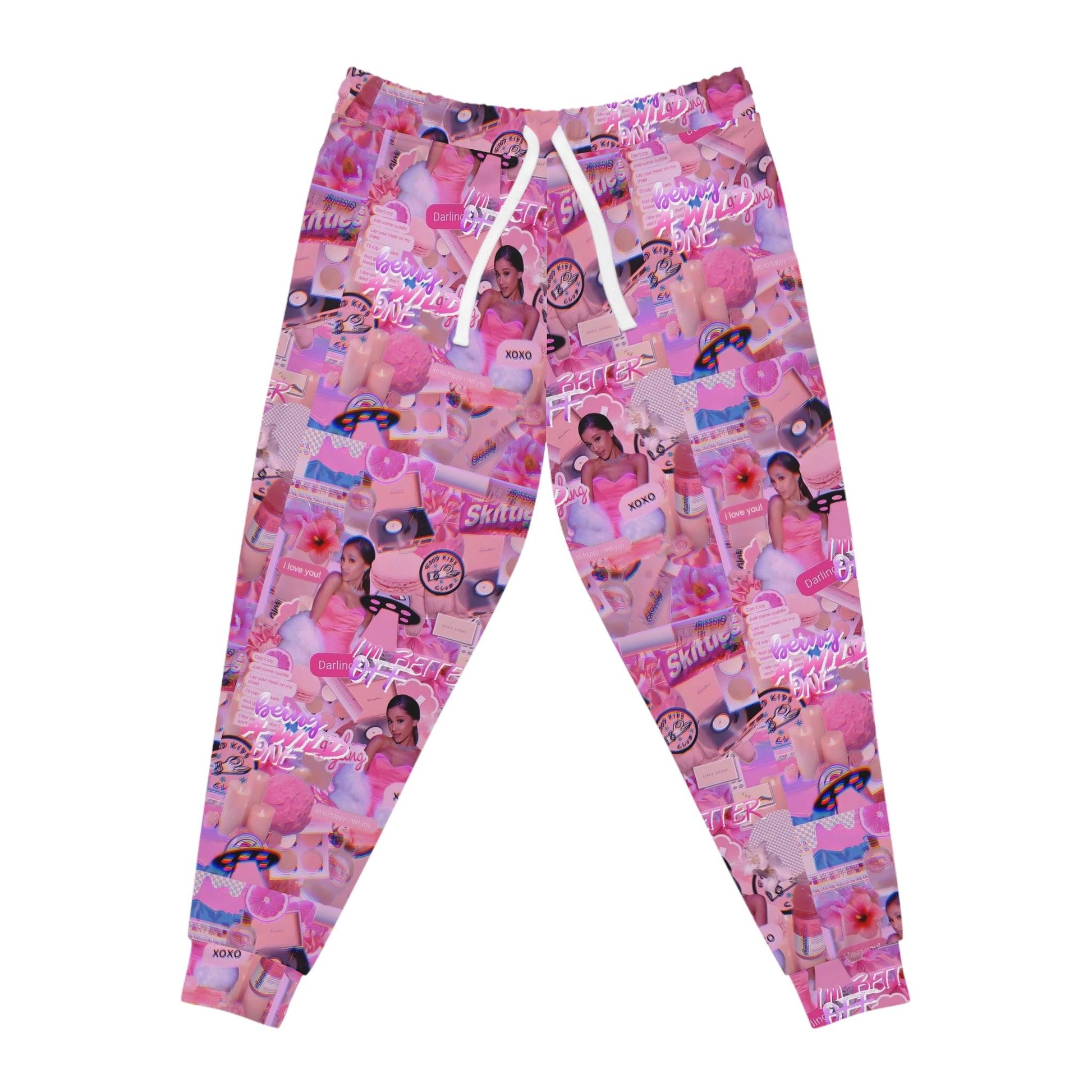 Ariana Grande Purple Vibes Collage Athletic Jogger Sweatpants - Fandom Flair