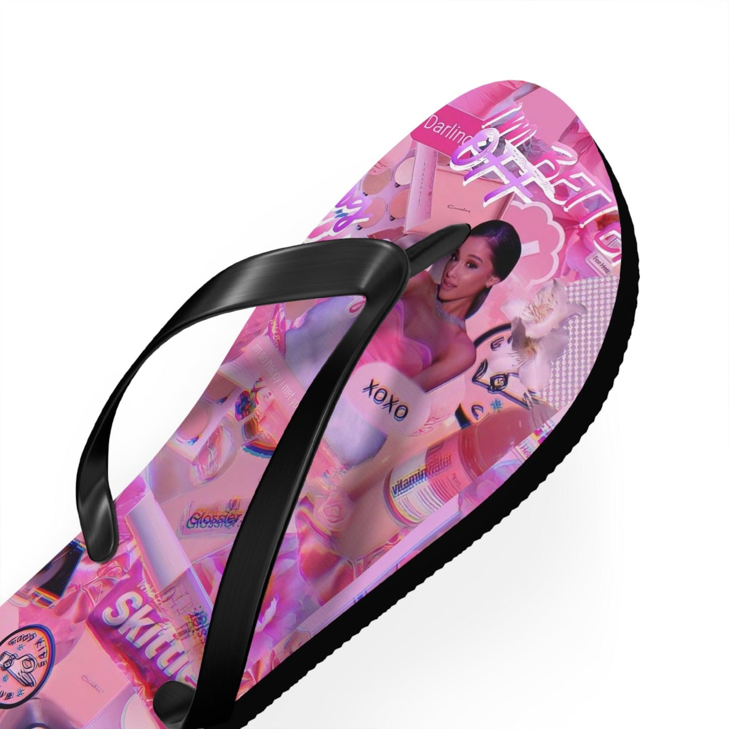 Ariana Grande Purple Vibes Collage Flip Flops - Fandom Flair