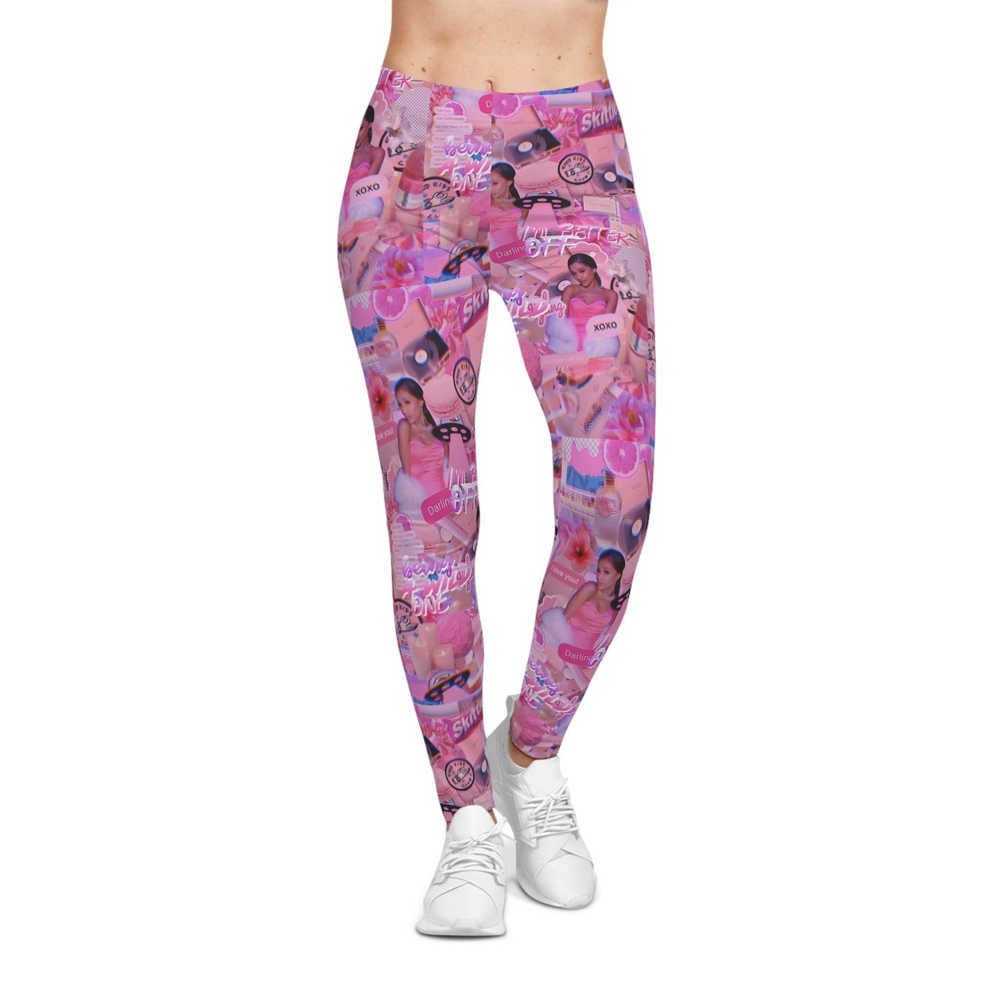 Ariana Grande Purple Vibes Collage Women's Casual Leggings - Fandom Flair