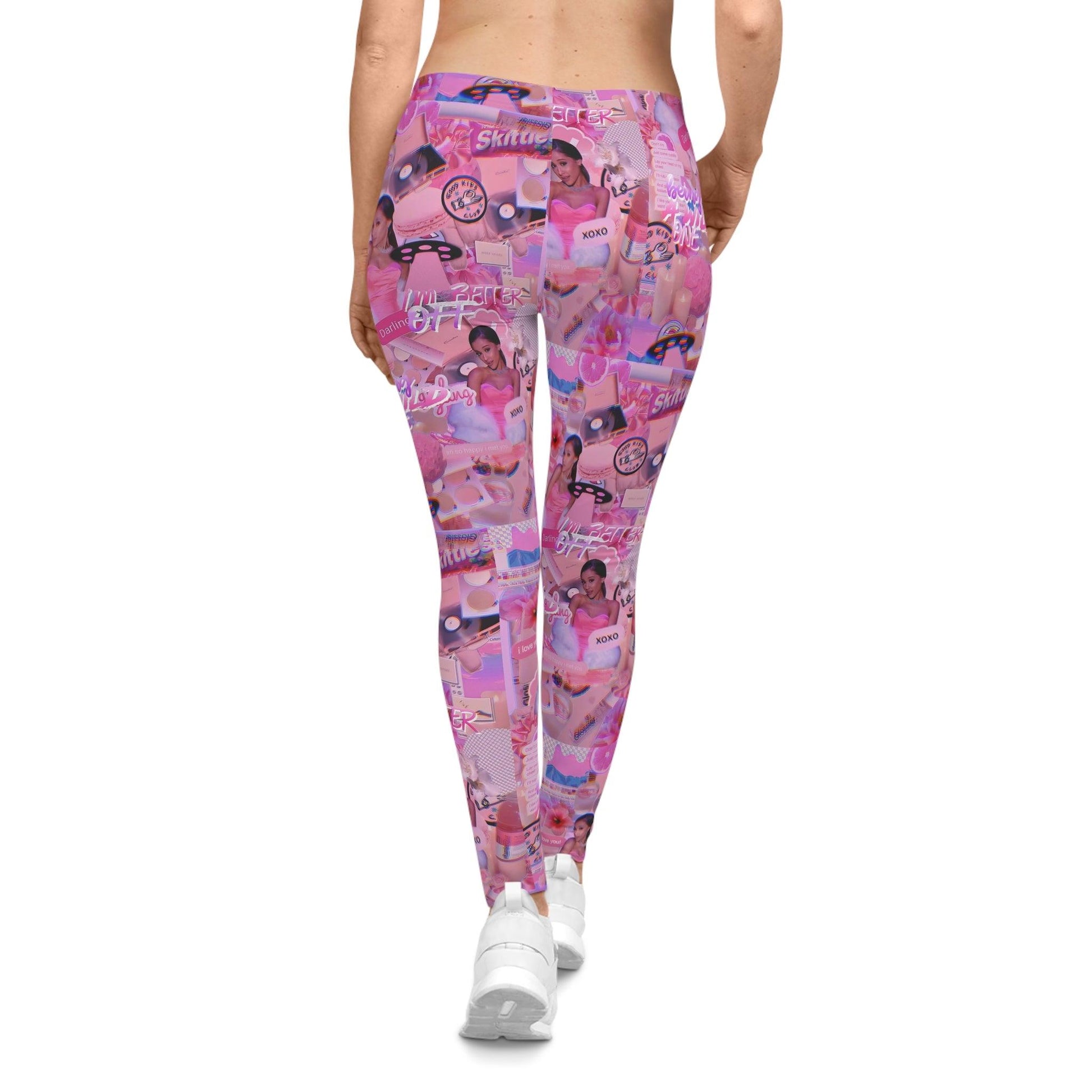 Ariana Grande Purple Vibes Collage Women's Casual Leggings - Fandom Flair