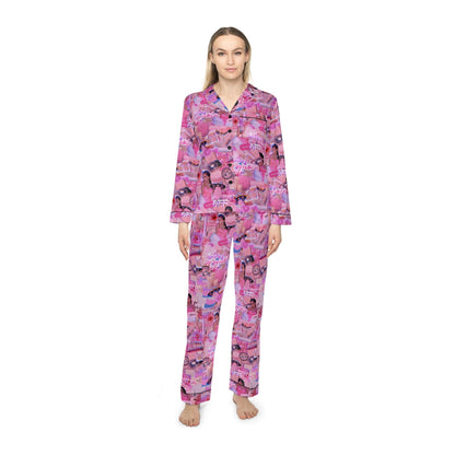 Ariana Grande Purple Vibes Collage Women's Satin Pajama Set - Fandom Flair