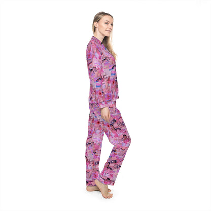 Ariana Grande Purple Vibes Collage Women's Satin Pajama Set - Fandom Flair