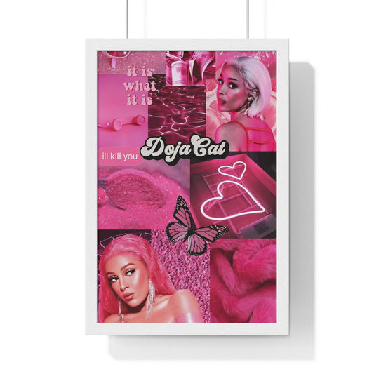 Doja Cat Pink Vibes Collage Framed Print - Fandom Flair