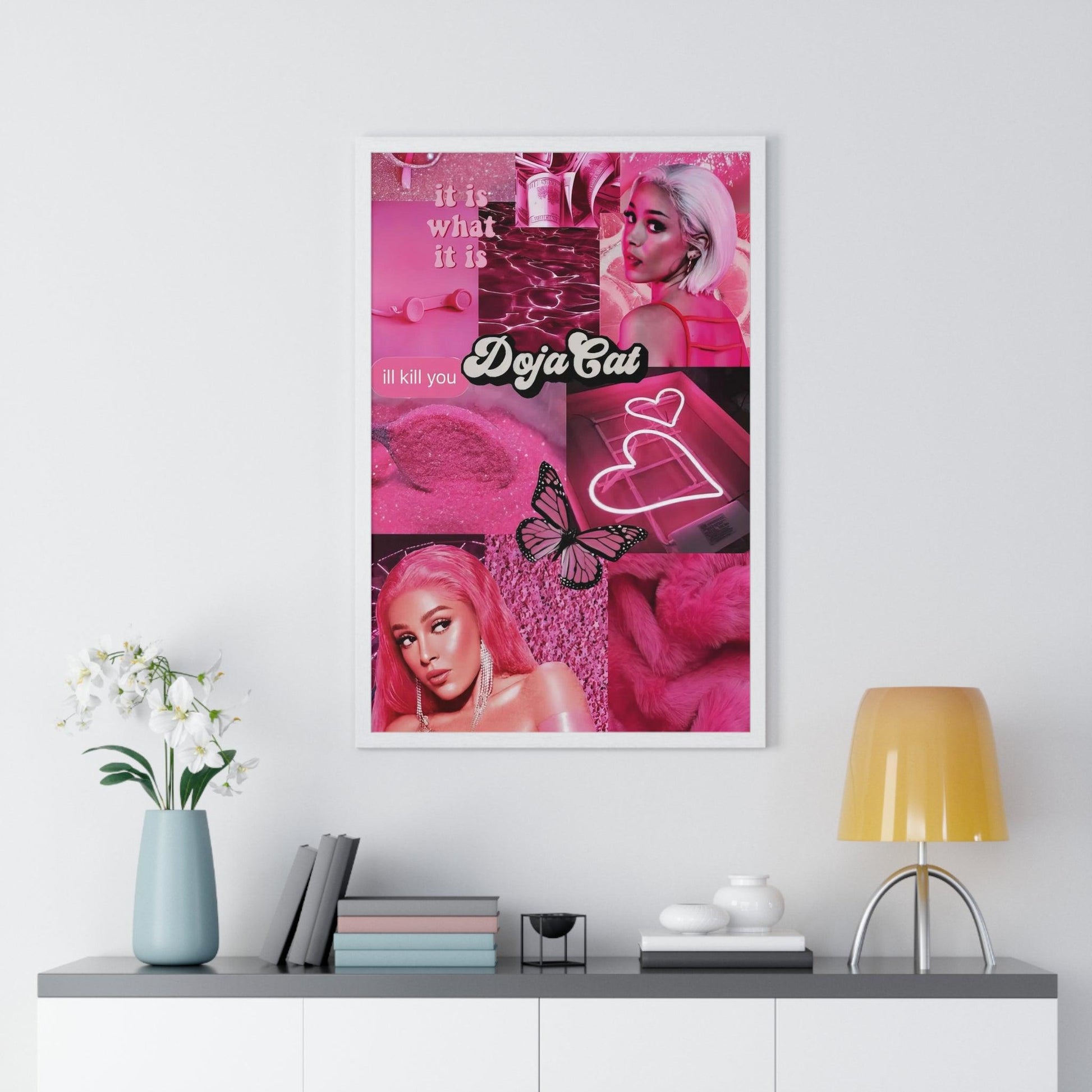 Doja Cat Pink Vibes Collage Framed Print - Fandom Flair