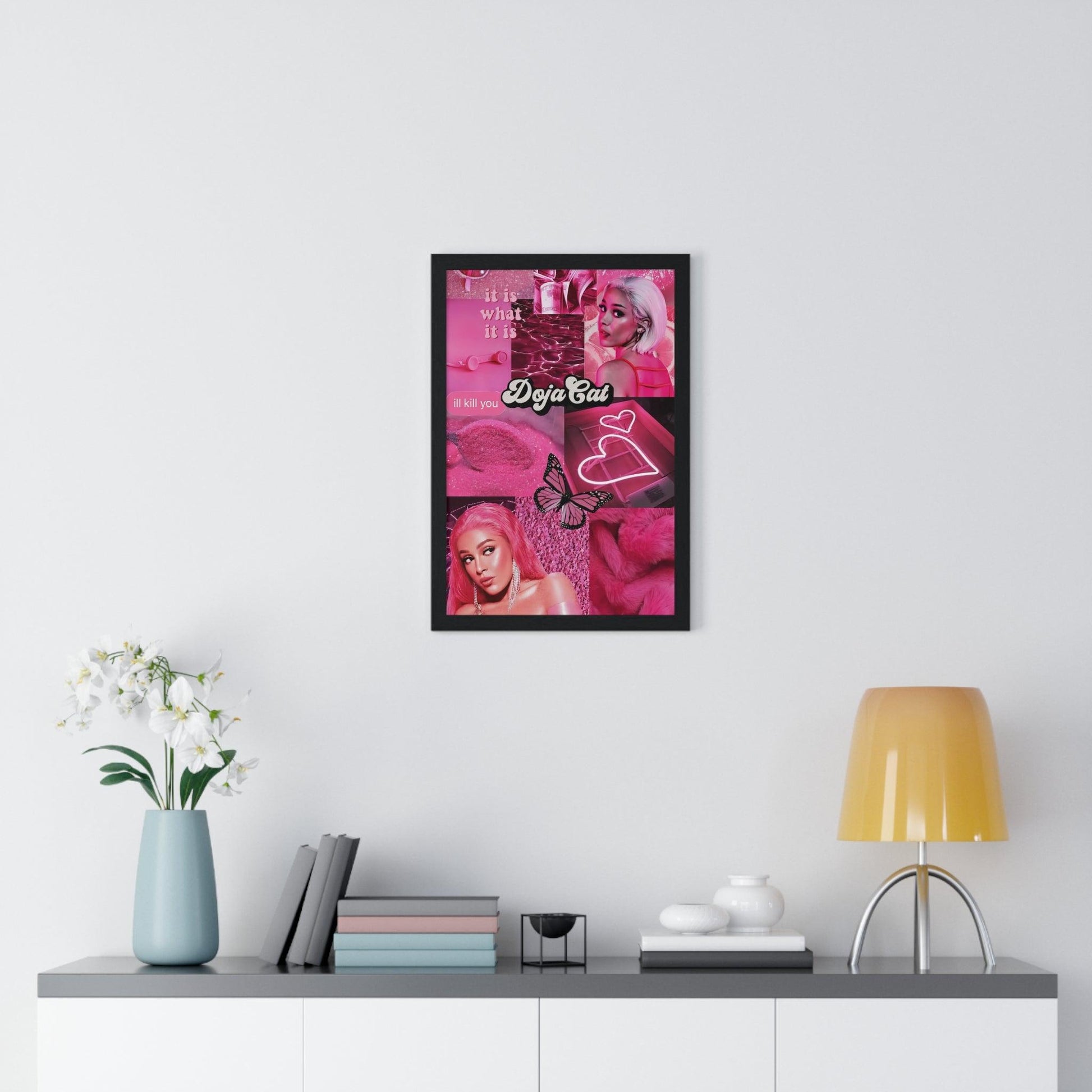 Doja Cat Pink Vibes Collage Framed Print - Fandom Flair