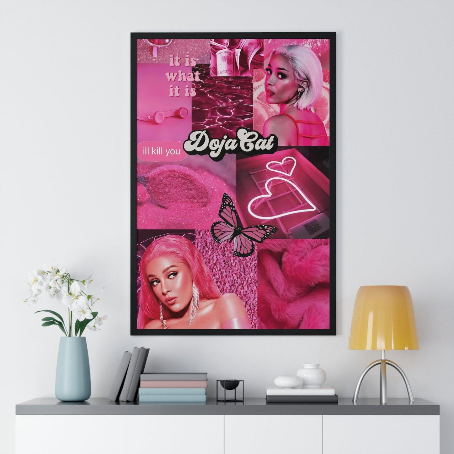 Doja Cat Pink Vibes Collage Framed Print - Fandom Flair