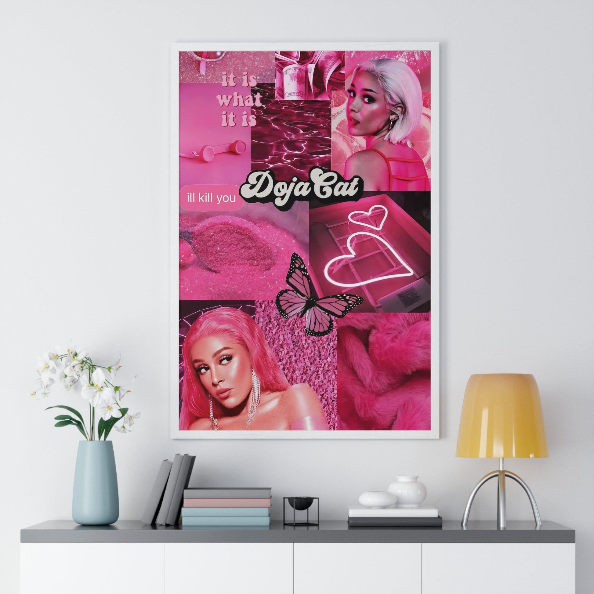 Doja Cat Pink Vibes Collage Framed Print - Fandom Flair