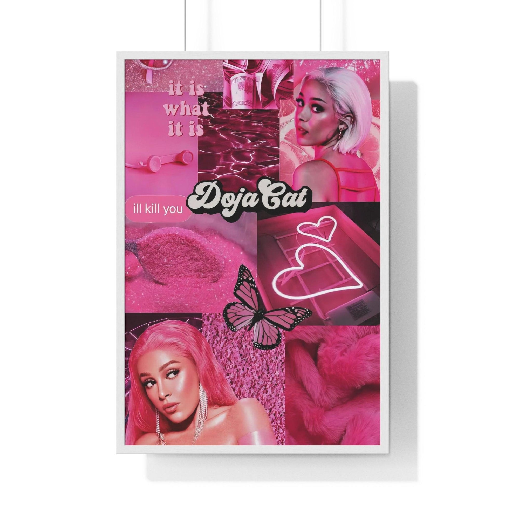 Doja Cat Pink Vibes Collage Framed Print - Fandom Flair