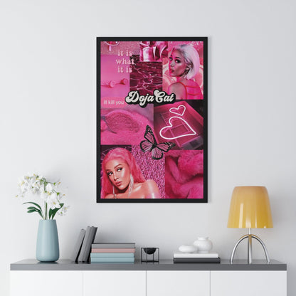 Doja Cat Pink Vibes Collage Framed Print - Fandom Flair