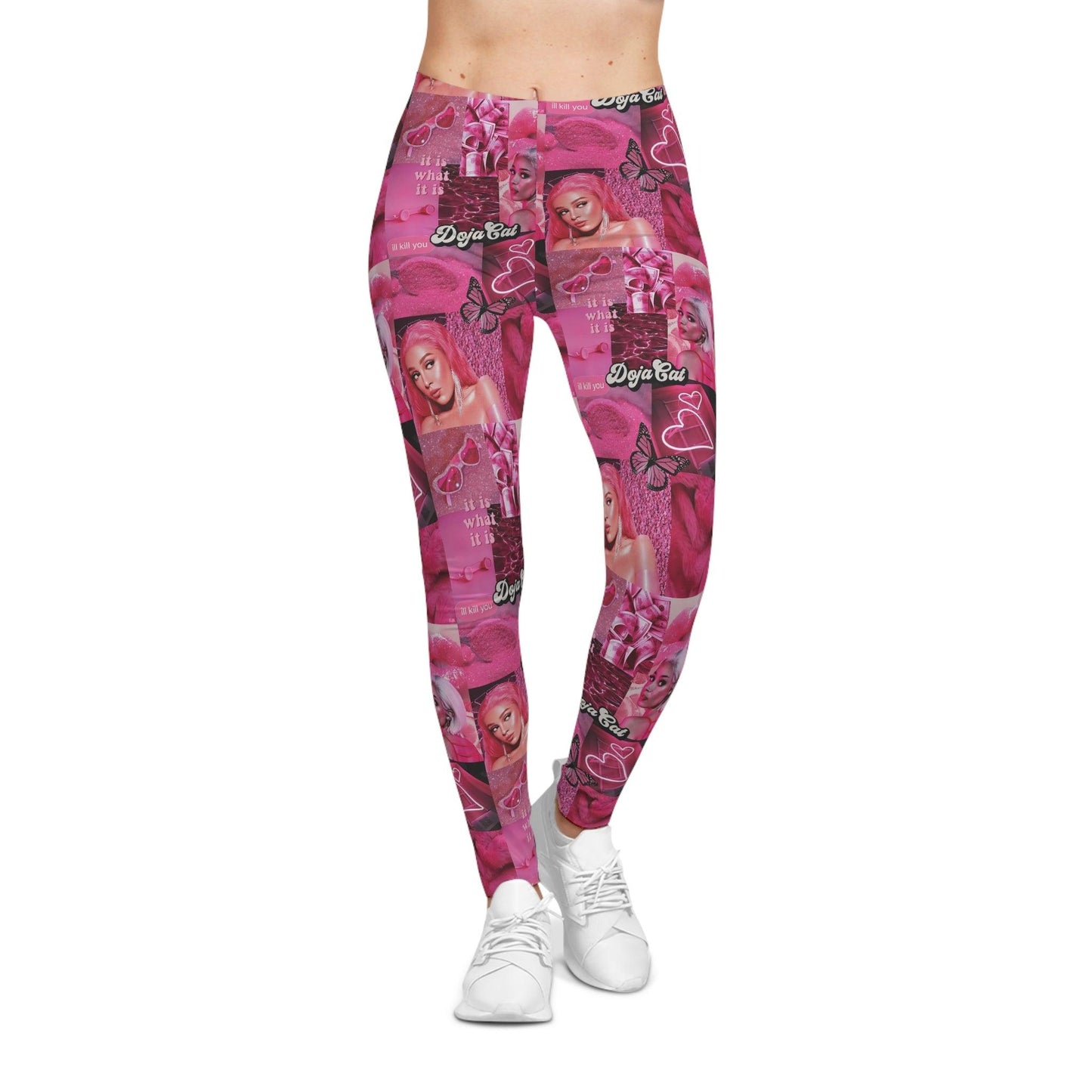 Doja Cat Pink Vibes Collage Women's Casual Leggings - Fandom Flair