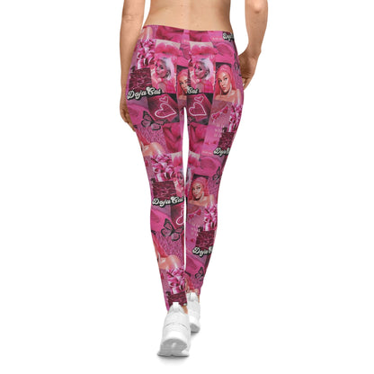 Doja Cat Pink Vibes Collage Women's Casual Leggings - Fandom Flair