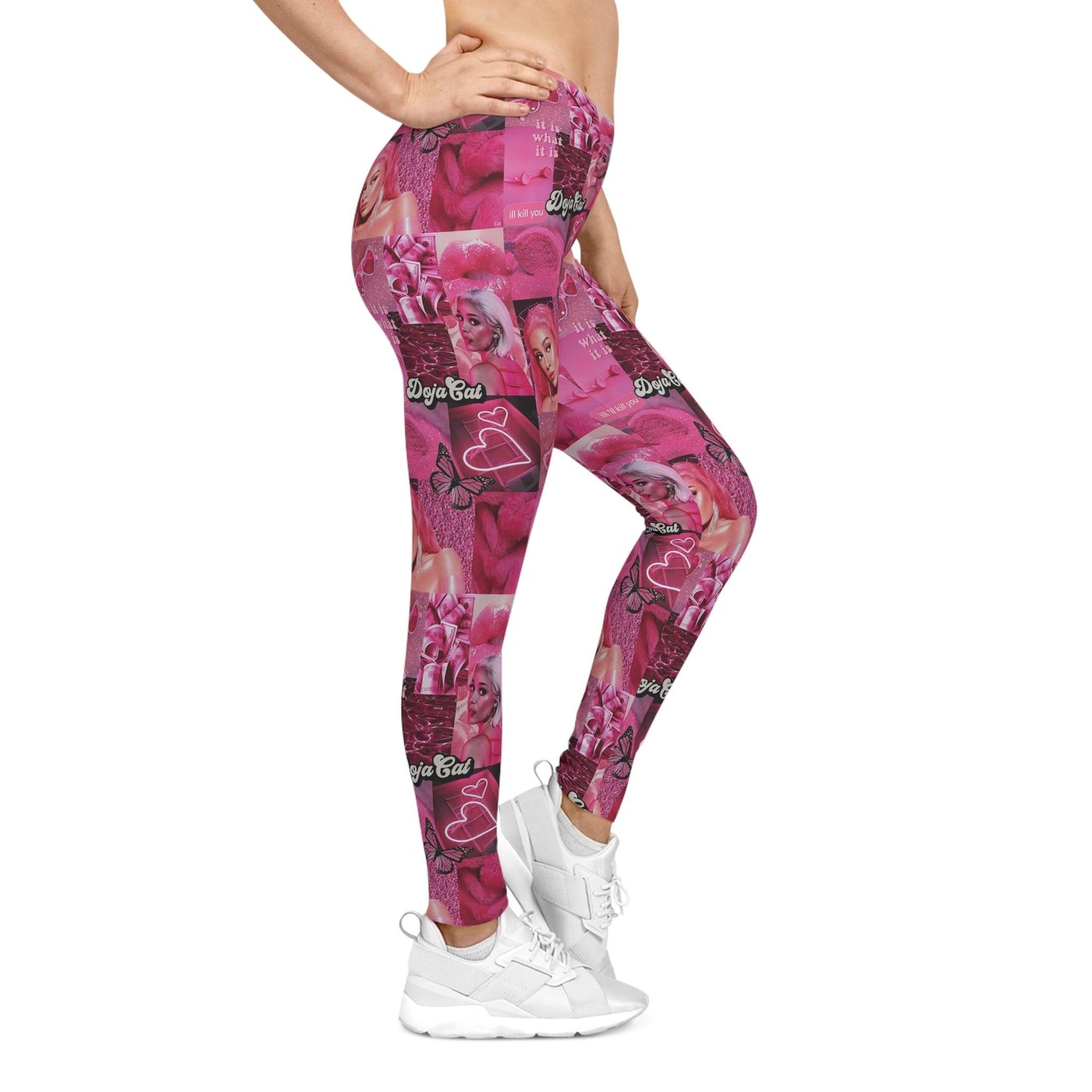 Doja Cat Pink Vibes Collage Women's Casual Leggings - Fandom Flair