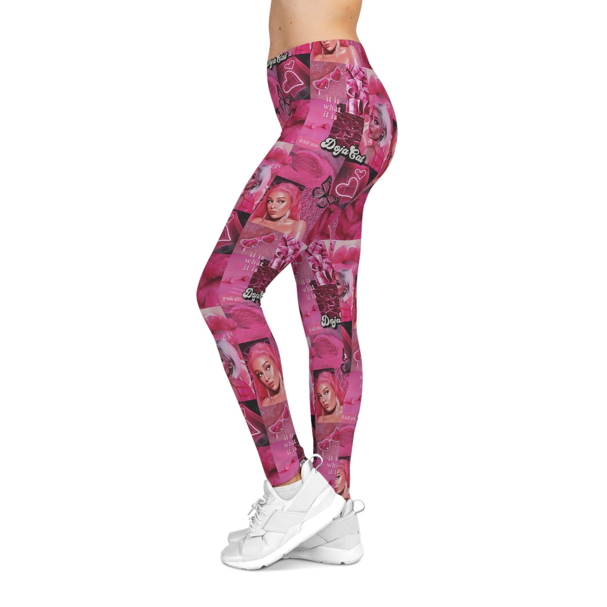 Doja Cat Pink Vibes Collage Women's Casual Leggings - Fandom Flair