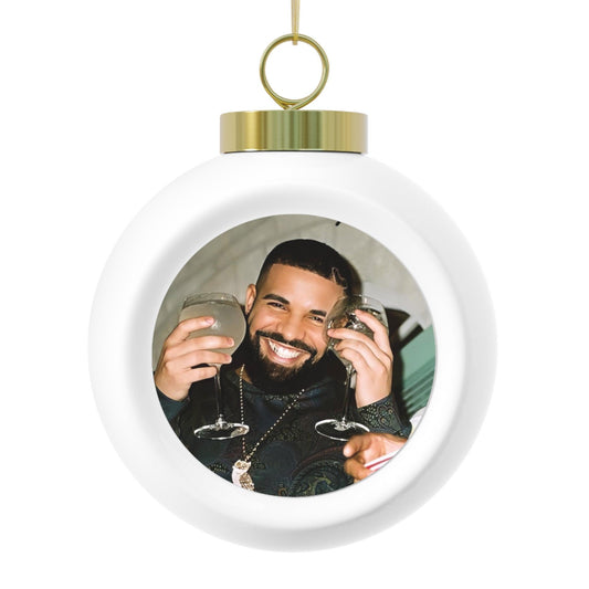 Drake Happy And Drinking Christmas Ball Ornament - Fandom Flair