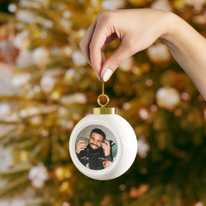 Drake Happy And Drinking Christmas Ball Ornament - Fandom Flair